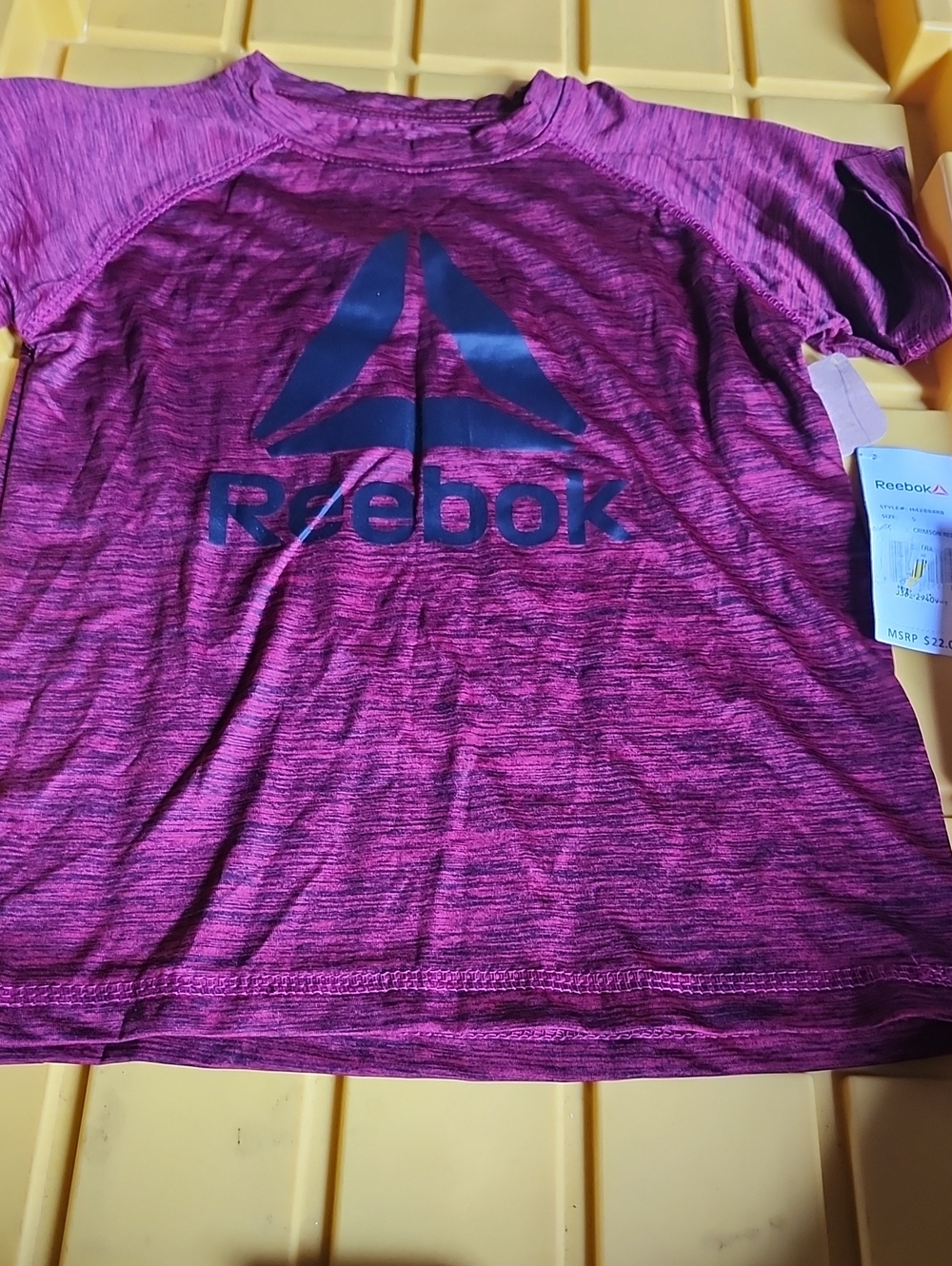 Reebok Purple Heathered Logo Short Sleeve Tee
